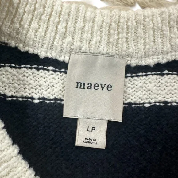 Maeve Anthropologie Navy Fish motif cap sleeve sweater LP - Picture 5 of 7